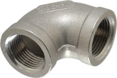 Merit Brass - 3/4" Grade 304 Stainless Steel Pipe 90° Elbow - FNPT x FNPT End Connections, 150 psi - Exact Tooling