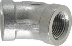 Merit Brass - 3/8" Grade 304 Stainless Steel Pipe 45° Elbow - FNPT x FNPT End Connections, 150 psi - Exact Tooling