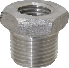 Value Collection - 3/8 x 1/4" Grade 304 Stainless Steel Pipe Hex Bushing - MNPT x FNPT End Connections, 150 psi - Exact Tooling
