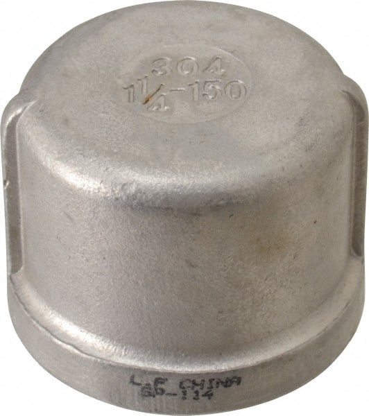 Value Collection - 1-1/4" Grade 304 Stainless Steel Pipe End Cap - FNPT End Connections, 150 psi - Exact Tooling