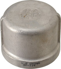 Value Collection - 1-1/4" Grade 304 Stainless Steel Pipe End Cap - FNPT End Connections, 150 psi - Exact Tooling