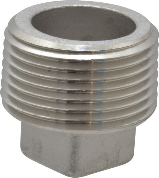 Merit Brass - 1" Grade 304 Stainless Steel Pipe Square Head Plug - MNPT End Connections, 150 psi - Exact Tooling