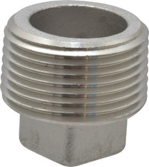 Merit Brass - 1" Grade 304 Stainless Steel Pipe Square Head Plug - MNPT End Connections, 150 psi - Exact Tooling