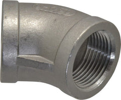Merit Brass - 1" Grade 316 Stainless Steel Pipe 45° Elbow - FNPT x FNPT End Connections, 150 psi - Exact Tooling
