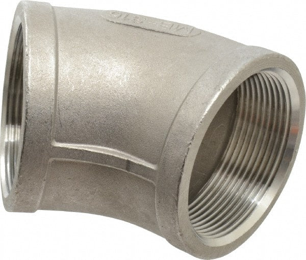 Merit Brass - 2" Grade 316 Stainless Steel Pipe 45° Elbow - FNPT x FNPT End Connections, 150 psi - Exact Tooling