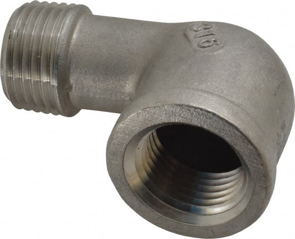 Merit Brass - 1/2" Grade 316 Stainless Steel Pipe 90° Street Elbow - FNPT x MNPT End Connections, 150 psi - Exact Tooling