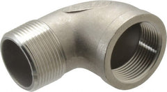 Merit Brass - 1-1/4" Grade 316 Stainless Steel Pipe 90° Street Elbow - FNPT x MNPT End Connections, 150 psi - Exact Tooling