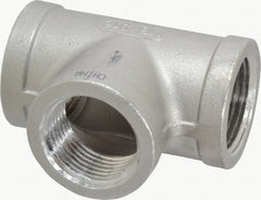 Merit Brass - 1" Grade 316 Stainless Steel Pipe Tee - FNPT x FNPT x FNPT End Connections, 150 psi - Exact Tooling