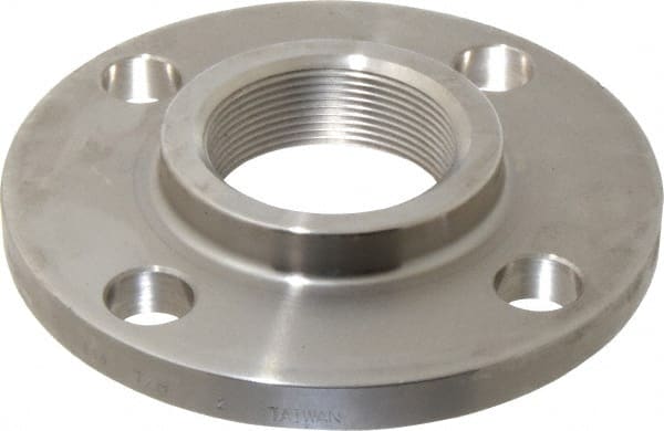 Merit Brass - 2" Pipe, 6" OD, Stainless Steel, Threaded Pipe Flange - 4-3/4" Across Bolt Hole Centers, 3/4" Bolt Hole, 150 psi, Grade 316 - Exact Tooling