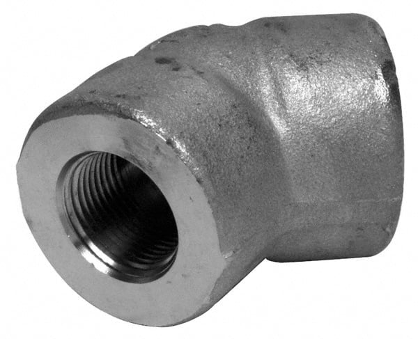 Merit Brass - 2" Grade 304/304L Stainless Steel Pipe 45° Elbow - FNPT x FNPT End Connections, 3,000 psi - Exact Tooling