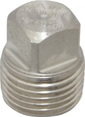 Merit Brass - 1/2" Grade 316/316L Stainless Steel Pipe Square Head Plug - MNPT End Connections, 3,000 psi - Exact Tooling