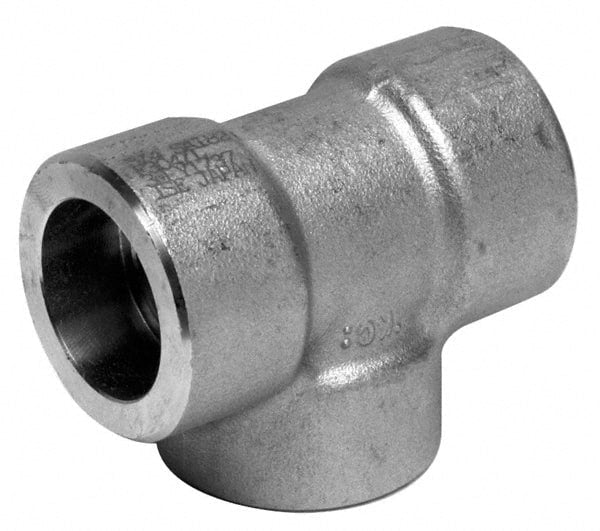 Merit Brass - 1/4" Grade 304 Stainless Steel Pipe Tee - Socket Weld x Socket Weld x Socket Weld End Connections, 3,000 psi - Exact Tooling