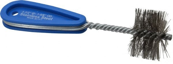 Schaefer Brush - 1-3/4 Inch Actual Brush Diameter, Stainless Steel, Refrigeration, Hand Fitting and Cleaning Brush - 1-5/8 Refrigeration Outside Diameter, Solid Plastic Hand Fitting Handle with Hole - Exact Tooling