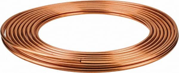 Mueller Industries - 50' Long, 1/4" OD x 0.19" ID, Copper Seamless Tube - 0.03" Wall Thickness - Exact Tooling