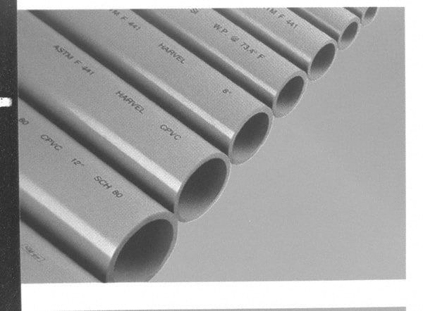 Made in USA - 3" Pipe, 60" Long CPVC Unthreaded Plastic Pipe Nipple - 370 Max psi, 2.864" ID x 3-1/2" OD, Schedule 80, Gray - Exact Tooling