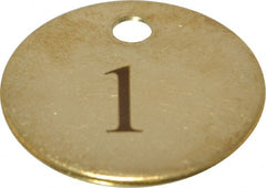 Value Collection - 1-1/4" High x 1-1/4" Long, 1 to 25, English Safety & Facility Numbered Tag - 1 Side, Brass - Exact Tooling