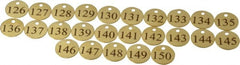 Value Collection - 1-1/4" High x 1-1/4" Long, 126 to 150, English Safety & Facility Numbered Tag - 1 Side, Brass - Exact Tooling
