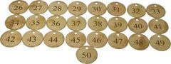 Value Collection - 1-1/2" High x 1-1/2" Long, 26 to 50, English Safety & Facility Numbered Tag - 1 Side, Brass - Exact Tooling
