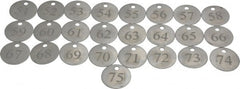 Value Collection - 1-1/4" High x 1-1/4" Long, 51 to 75, English Safety & Facility Numbered Tag - 1 Side, Aluminum - Exact Tooling