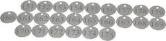 Value Collection - 1-1/4" High x 1-1/4" Long, 151 to 175, English Safety & Facility Numbered Tag - 1 Side, Aluminum - Exact Tooling