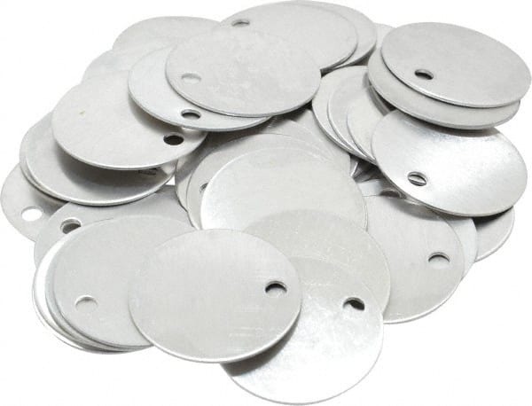 C.H. Hanson - 1-1/2 Inch Diameter, Round, Aluminum Blank Metal Tag - Blank, 50 Pieces - Exact Tooling
