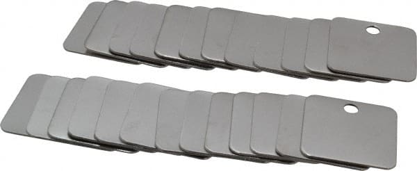 C.H. Hanson - 1-1/4 Inch Diameter, Square, Stainless Steel Blank Metal Tag - Blank, 25 Pieces - Exact Tooling