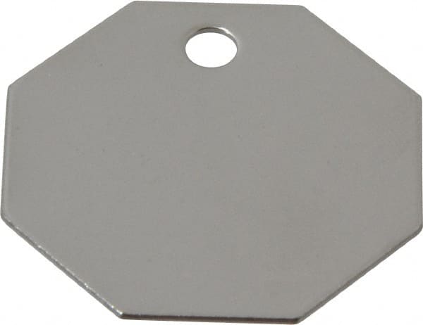 C.H. Hanson - 1-1/2 Inch Diameter, Octagonal, Stainless Steel Blank Metal Tag - Blank, 25 Pieces - Exact Tooling
