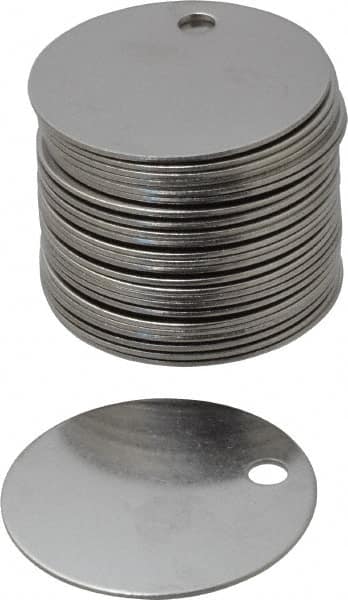 C.H. Hanson - 1-1/2 Inch Diameter, Round, Stainless Steel Blank Metal Tag - Blank, 25 Pieces - Exact Tooling
