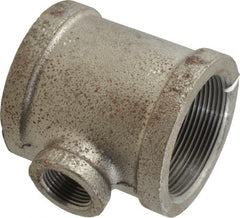 Made in USA - Size 2 x 2 x 3/4", Class 150, Malleable Iron Black Pipe Reducing Tee - 300 psi, Threaded End Connection - Exact Tooling