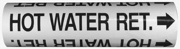 Made in USA - Pipe Marker with Exhaust Legend and Arrow Graphic - 4-5/8 to 5-7/8" Pipe Outside Diam, Black on Yellow - Exact Tooling