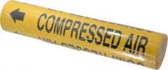 Made in USA - Pipe Marker with Compressed Air Legend and Arrow Graphic - 2-1/2 to 3-1/4" Pipe Outside Diam, Black on Yellow - Exact Tooling