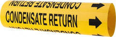 Made in USA - Pipe Marker with Condensate Return Legend and Arrow Graphic - 2-1/2 to 3-1/4" Pipe Outside Diam, Black on Yellow - Exact Tooling