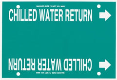Made in USA - Pipe Marker with Chilled Water Return Legend and Arrow Graphic - 6 to 8" Pipe Outside Diam, White on Green - Exact Tooling