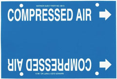 Made in USA - Pipe Marker with Compressed Air Legend and Arrow Graphic - 6 to 8" Pipe Outside Diam, White on Blue - Exact Tooling