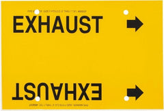Made in USA - Pipe Marker with Exhaust Legend and Arrow Graphic - 6 to 8" Pipe Outside Diam, Black on Yellow - Exact Tooling
