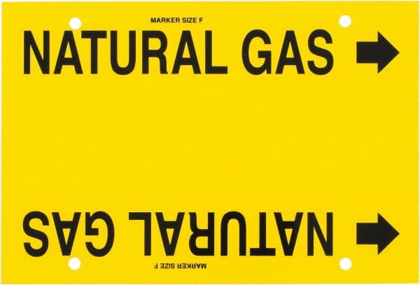 Made in USA - Pipe Marker with Natural Gas Legend and Arrow Graphic - 6 to 8" Pipe Outside Diam, Black on Yellow - Exact Tooling