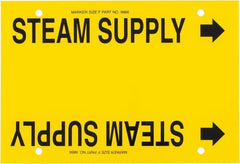 Made in USA - Pipe Marker with Steam Supply Legend and Arrow Graphic - 6 to 8" Pipe Outside Diam, Black on Yellow - Exact Tooling