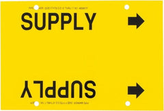 Made in USA - Pipe Marker with Supply Legend and Arrow Graphic - 6 to 8" Pipe Outside Diam, Black on Yellow - Exact Tooling