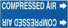 Made in USA - Pipe Marker with Compressed Air Legend and Arrow Graphic - 8 to 10" Pipe Outside Diam, White on Blue - Exact Tooling