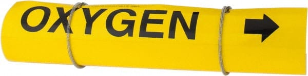 Made in USA - Pipe Marker with Oxygen Legend and Arrow Graphic - 8 to 10" Pipe Outside Diam, Black on Yellow - Exact Tooling