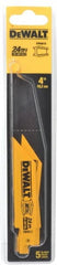 DeWALT - 4" Long x 3/4" Thick, Bi-Metal Reciprocating Saw Blade - Straight Profile, 24 TPI, Toothed Edge, Universal Shank - Exact Tooling