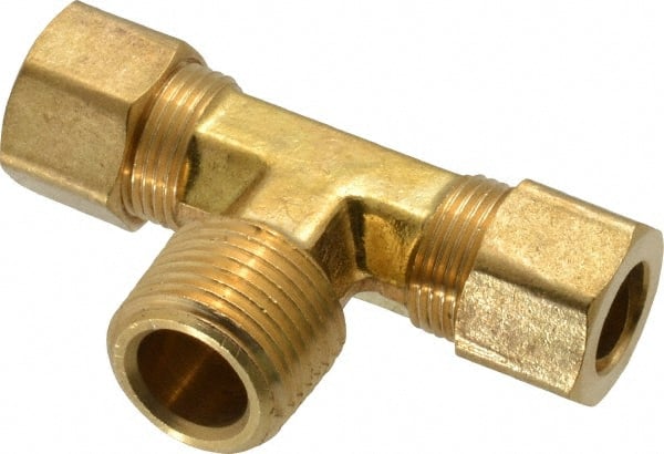 Cerro - 3/8" OD, Brass Male Branch Tee - Comp x Comp x MNPT Ends - Exact Tooling