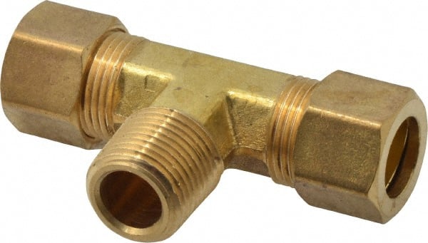 Cerro - 1/2" OD, Brass Male Branch Tee - Comp x Comp x MNPT Ends - Exact Tooling