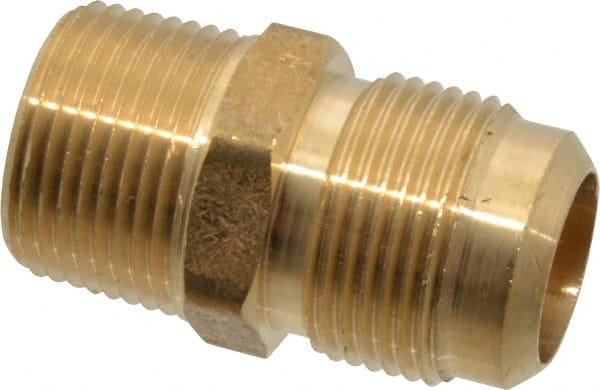 Cerro - 3/4" Tube OD, 45° Brass Flared Tube Male Connector - 3/4 Flare x MIP Ends - Exact Tooling