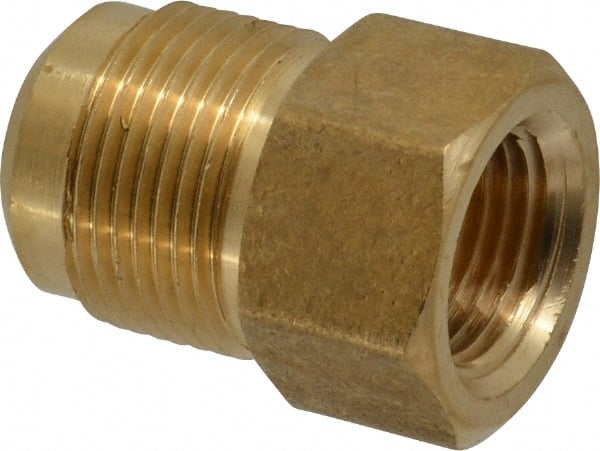Cerro - 3/4" Tube OD, 45° Brass Flared Tube Female Connector - 1/2 Flare x FIP Ends - Exact Tooling