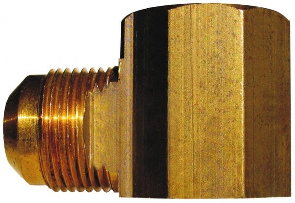 Cerro - 1/2" Tube OD, 45° Brass Flared Tube Female Elbow - 1/2 Flare x FIP Ends - Exact Tooling