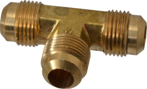 Cerro - 1/2" Tube OD, 45° Brass Flared Tube Union Tee - Flare x Flare x Flare Ends - Exact Tooling