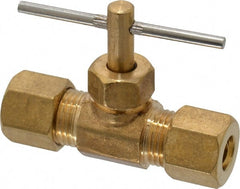 Cerro - 1/4" Pipe, Inline Needle Valve - Compression x Compression Ends, Brass Valve, 150 Max psi - Exact Tooling