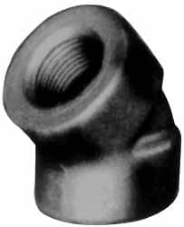 Made in USA - Size 1/8", Class 3,000, Forged Carbon Steel Black Pipe 45° Elbow - 3,000 psi, Threaded End Connection - Exact Tooling