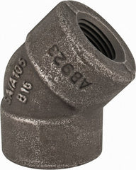 Made in USA - Size 1/2", Class 3,000, Forged Carbon Steel Black Pipe 45° Elbow - 925 psi, Threaded End Connection - Exact Tooling